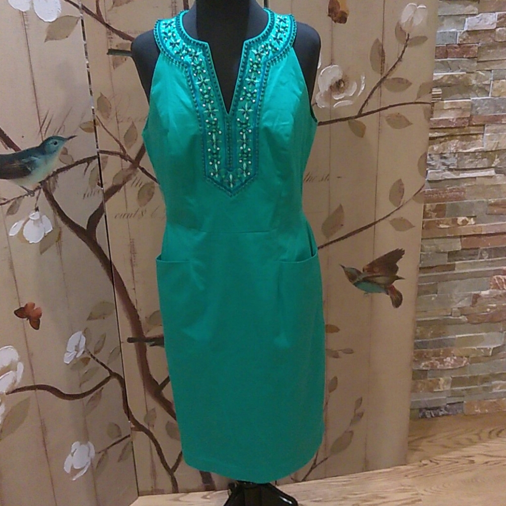 Adrianna Papell Sz 12US Dress Jewel &pockets -D10